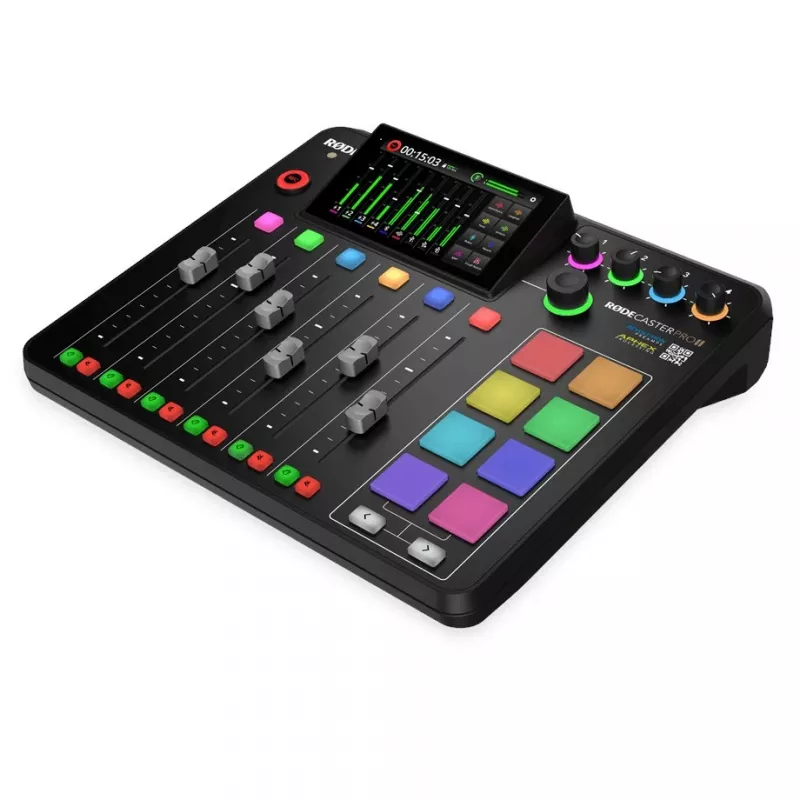 Studio-Controller RØDE Caster Pro II Schwarz — 4 XLR/TRS-Kombi, 4 Kopfhörerausgänge, 8 Pads, Touchscreen, Wi‑Fi, Bluetooth, USB‑C
