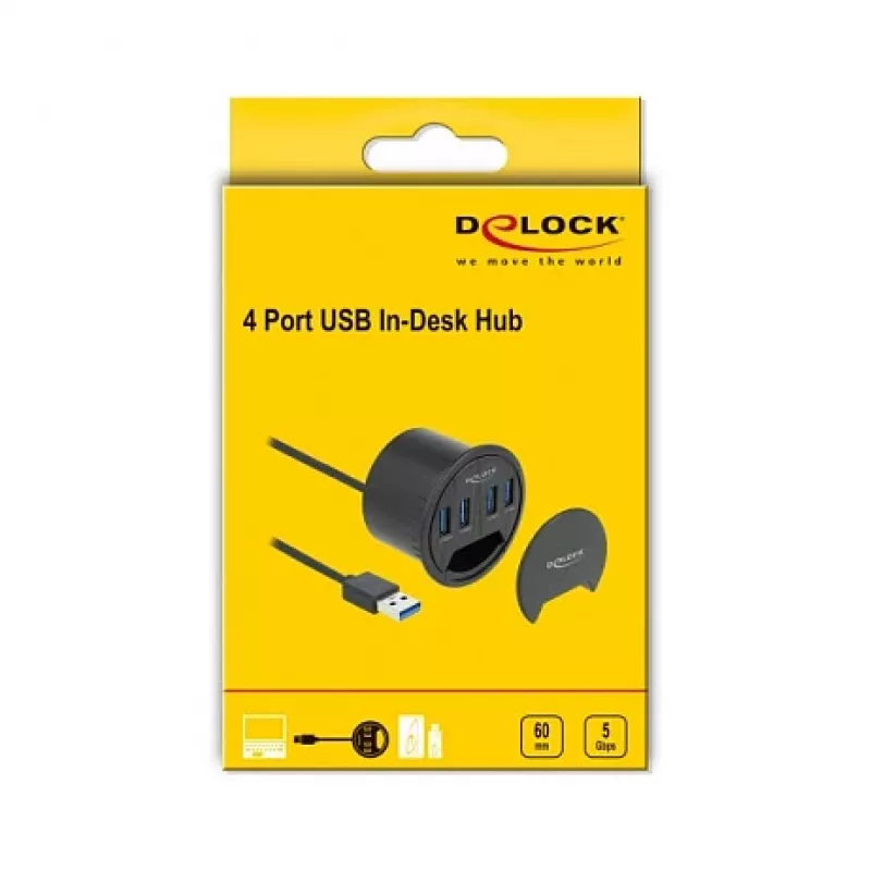 USB Hub DeLOCK 64153 Type-A 5000 Mbit/s Schwarz