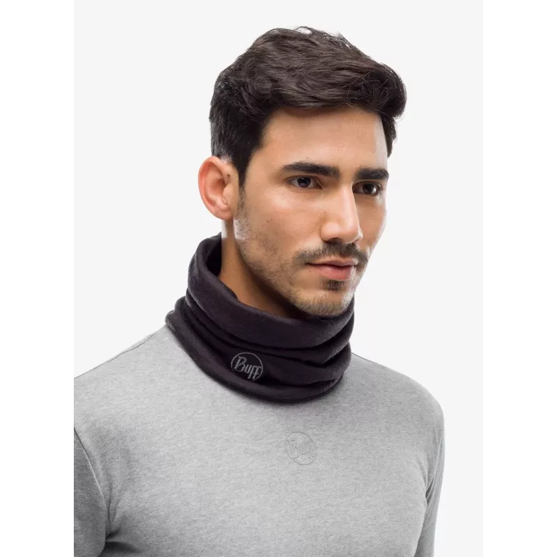 Neck gaiter Buff Multifunctional Sling Heavyweight Merino Wool — Black, seamless, stretch
