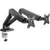Goobay Tischhalterung | Doppelmonitorhalterung mit Gasdruckfeder | Schwenkbar, neigbar, drehbar | 17-32 Zoll | Maximale Tragfähigkeit 9 kg | Schwarz