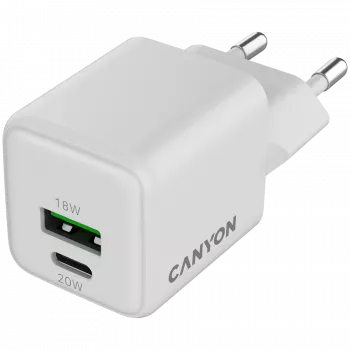 Canyon Charger CU20AC GaN 20W PD, 2-Port (USB-A/USB-C) WH retail (CNS-CUW20AC)