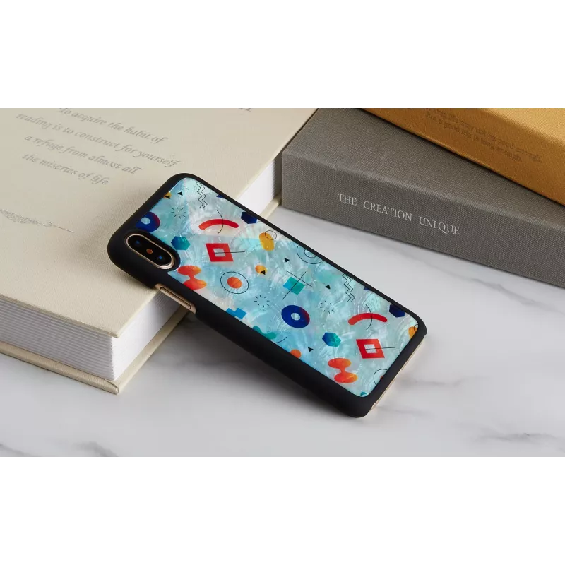 Smartphone-Hülle iKins für iPhone XS / XS Max, schwarzes Stein-Design, schützende Rückabdeckung