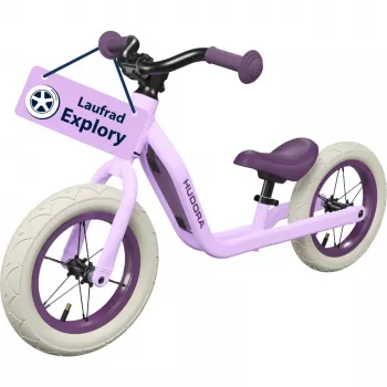 Laufrad HUDORA Explory 12 Zoll Lavendel – Kleinkinder-Laufrad, 12-Zoll-Räder, Design ohne Pedale