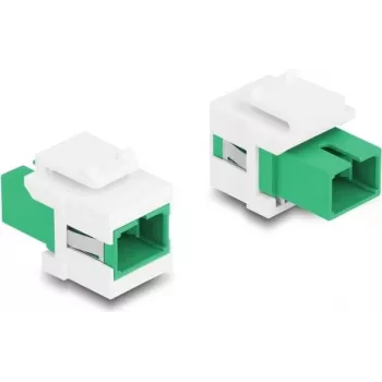 Keystone-Modul DELOCK 87120 SC Single-Port Flachadapter, grün/weiß, 16,5×27,4×21,9 mm
