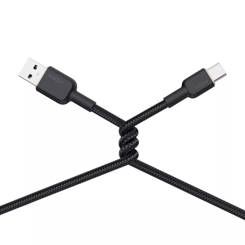 USB-A-auf-USB-C-Kabel Aukey CB-NAC1, 1 m, geflochtenes Nylon, USB PD 60 W, USB 2.0