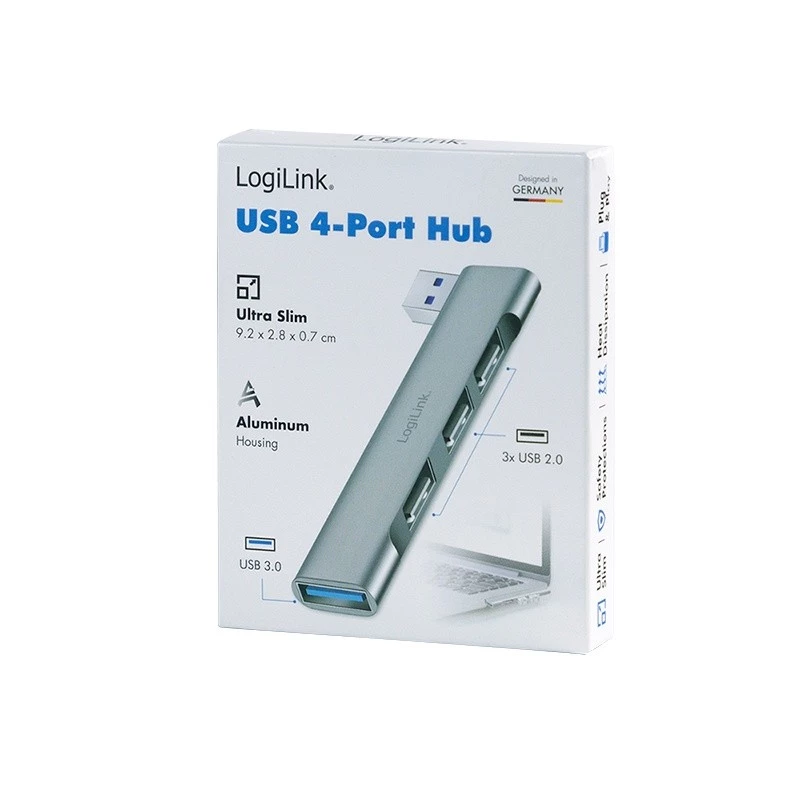 LogiLink USB 3.2 Gen1 Hub 4-Port USB-A 1x USB3.0 AF 3x USB2.0 AF UA0436
