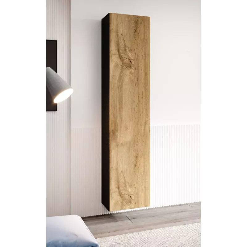 Cama Wohnzimmer-Schrankset VIGO 1 schwarz/Wotan-Eiche