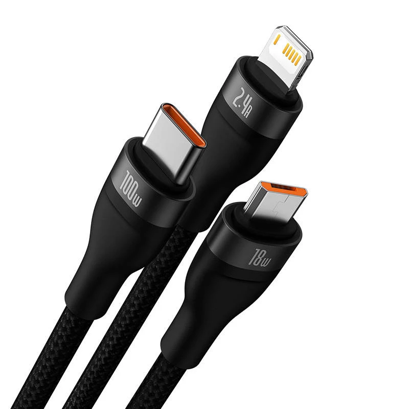 USB-Kabel Baseus SUP0003351 1,2 m USB A USB C/Micro USB-A/Lightning Schwarz