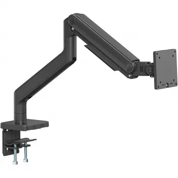 Monitorhalterung DIGITUS Single, Klemme, für bis zu 49 Zoll (124,5 cm), 20 kg, VESA 75x75–100x100, neigbar -20° bis 50°, höhenverstellbar, schwarz