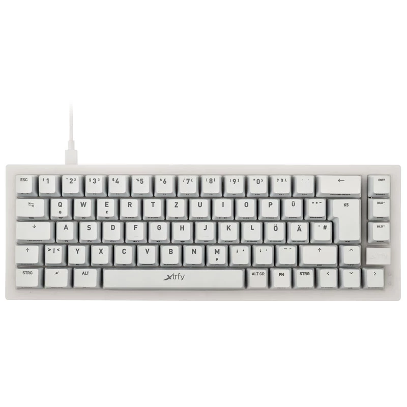 Mechanische TKL-Gaming-Tastatur XTRFY K5 RGB – tenkeyless, transparent/weiß