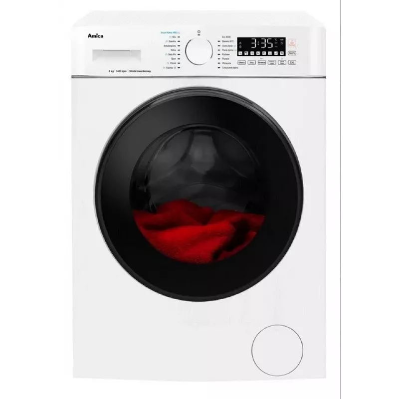 Waschmaschine Amica Kapazität 8 kg, Energieklasse A, 1400 U/min, 16 Programme, Weiß