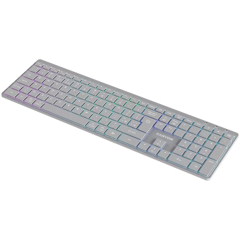 CANYON Tastatur HKB-W11 UK/US RGB Dual Mode Wireless Grau