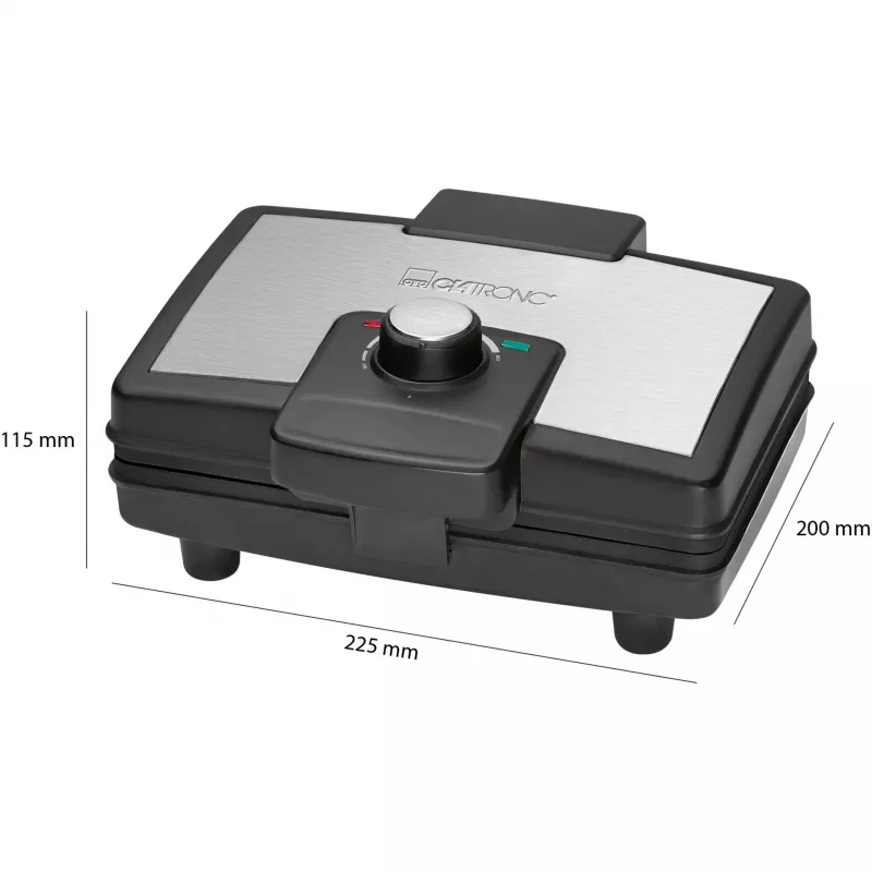 Clatronic WA 3606 Waffeleisen 2 Waffeln Schwarz,Edelstahl 800 W