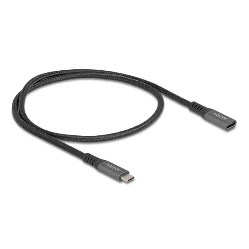 DeLOCK USB-Verlängerungskabel USB Typ-C Stecker auf Buchse 10 Gbit/s 0,5 m grau Metall