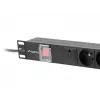 Stromverteilereinheit LANBERG PDU-06E-0200-BK — 6x Typ-E-Ausgänge, 16 A, 2 m Kabel, 1HE Rack, 220–250 V