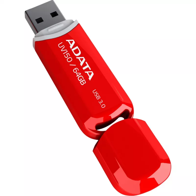 USB-Stick ADATA DashDrive UV150 64 GB, USB Typ-A 3.2 Gen 1, rot, Kappendesign