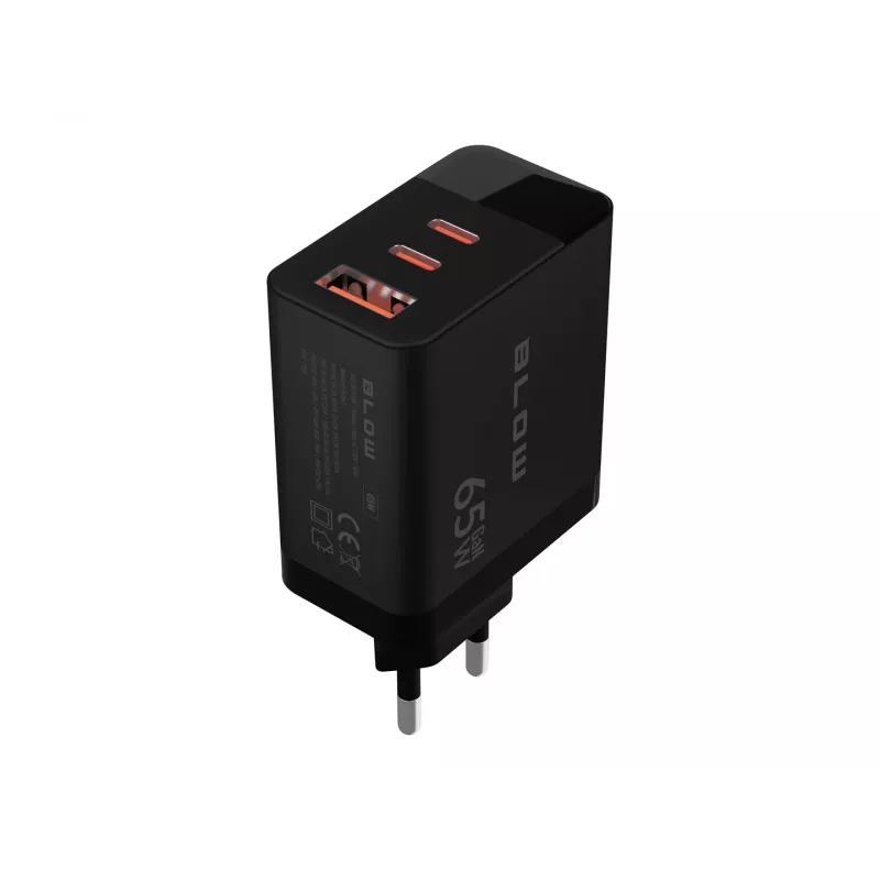 LCD-Wandladegerät USB-Steckdose + USB-Cx2 PD 65W GAN schwarz Wattmeter