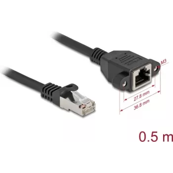 Netzwerkkabel DeLOCK 90774 Schwarz 0,5 m Cat6a S/FTP RJ-45