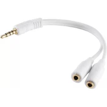Audio-Kabel ShiverPeaks BS33120 — 0,2 m, 3,5 mm Stecker auf 2×3,5 mm Buchse, weiß, Kupfer, vergoldete Kontakte