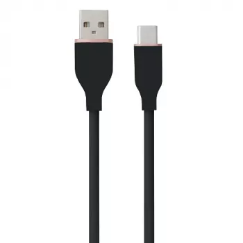 Silikonkabel USB Typ-A - Typ-C (Schwarz, 1m)