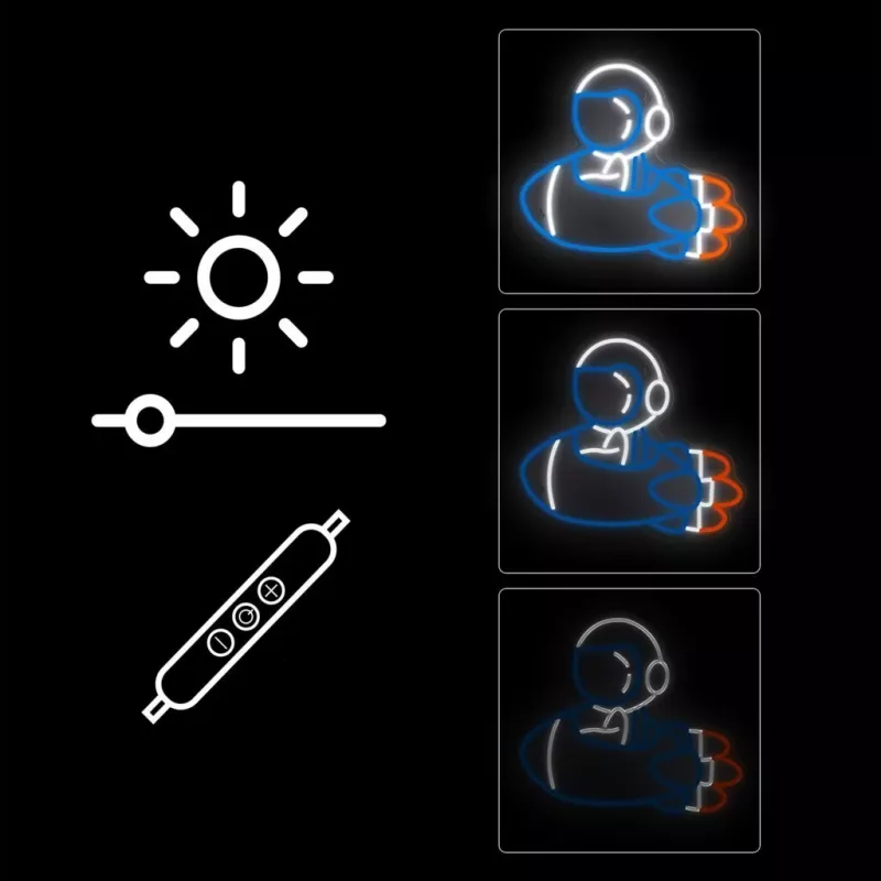 Dekorative Neonleuchte MANTA SNL90MT Style Neon Lights — Astronaut auf Rakete Motiv