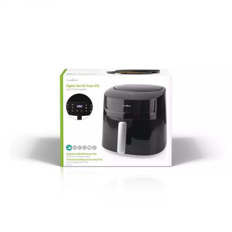Nedis KAAF170BK Fritteuse Einzeln 7,2 l Standgerät 1800 W Heißluftfritteuse Schwarz
