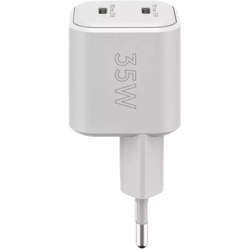 USB-C Dual-Fast Charger Nano, PD, GaN, 35 Watt (Weiß, 2x USB-C, Power Delivery 3.0)