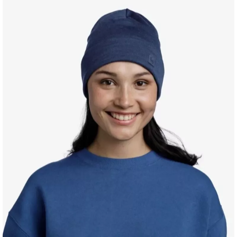 BUFF MERINO HEAVYWEIGHT BEANIE SOLID NIGHT Blau