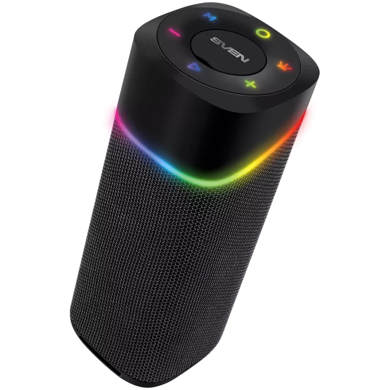 2.0 tragbarer Lautsprecher SVEN PS-155, schwarz, Ausgangsleistung 2x5 W (RMS), TWS, Bluetooth, FM, USB, Lithium-Akku