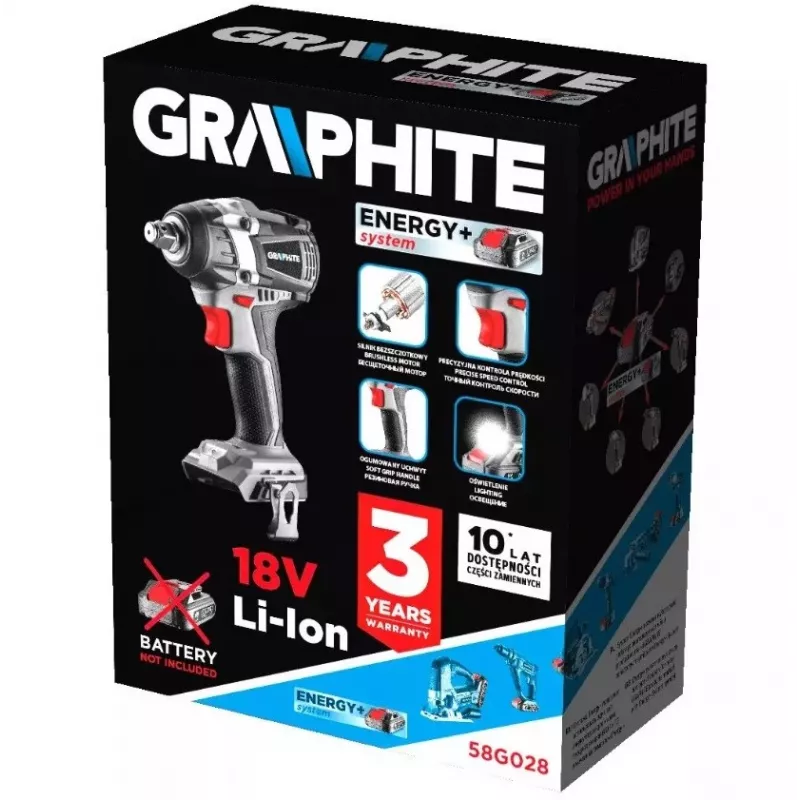 Graphite Energy+ 18V bürstenloser Schlagschrauber. Li-Ion. ohne Akku