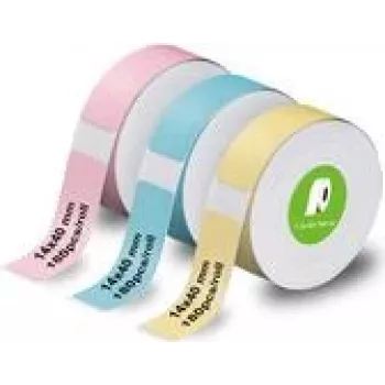 Etikettenrolle Olympia 6314, 14 × 40 mm, Papieretiketten, 3er-Pack (pink, blau, gelb)