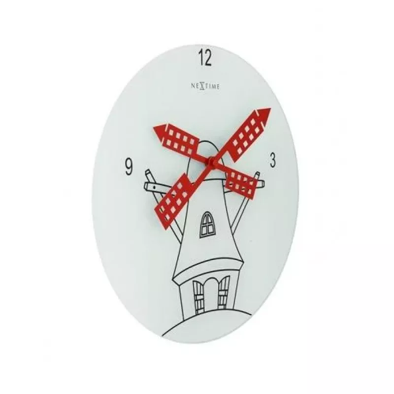 NeXtime Uhr 8807 Windmil, Ø30 cm, Wand, Weiß/ Schwarz/ Rot