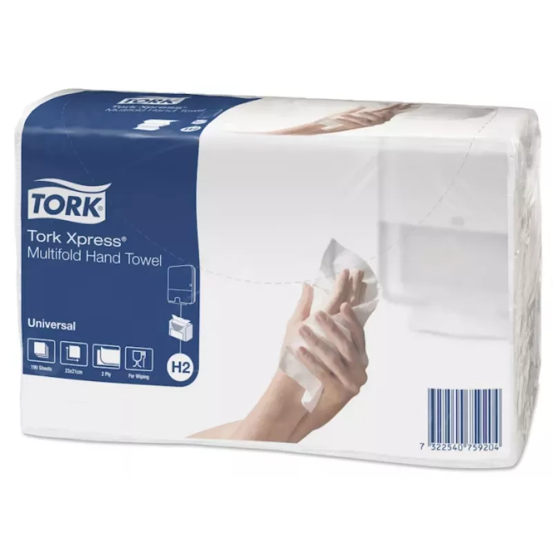 Falthandtuchpapier Tork Xpress Multifold Universal H2, 2-lagig, 23,4 x 21,3 cm (20 Stück)