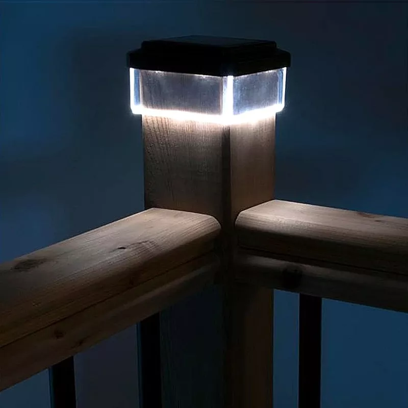 GB128 LED-Solarleuchte für Zaunpfosten und Garten, Schwarz - Grün Blue