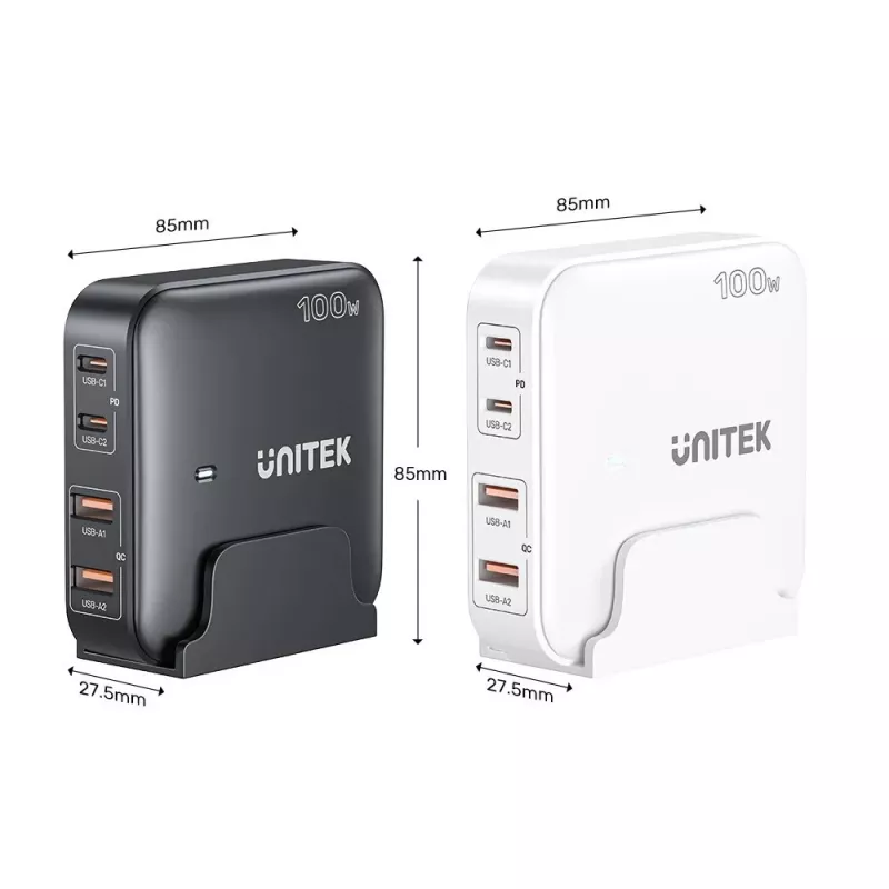 Unitek Schreibtischladegerät P1229ABK01-EU 100 W mit 2× USB-A und 2× USB-C