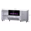 Kommode mit elektrischem Kamin Cama Meble PAFOS 180x42x82 cm mattschwarz, 3 Türen, 2 Einlegeböden, 1400–1600 W