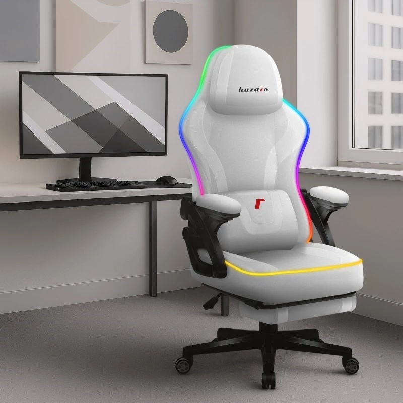 RGB-weißer Mesh-Gaming-Stuhl