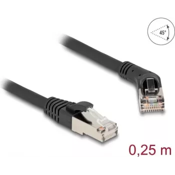 Netzwerkkabel DeLOCK RJ45 Cat.6A S/FTP 45° abgewinkelt auf gerade 0,25 m schwarz