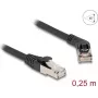 Netzwerkkabel DeLOCK RJ45 Cat.6A S/FTP 45° abgewinkelt auf gerade 0,25 m schwarz