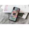 Smartphone-Hülle iKins für iPhone XS / XS S — Flower Garden-Design, schwarz