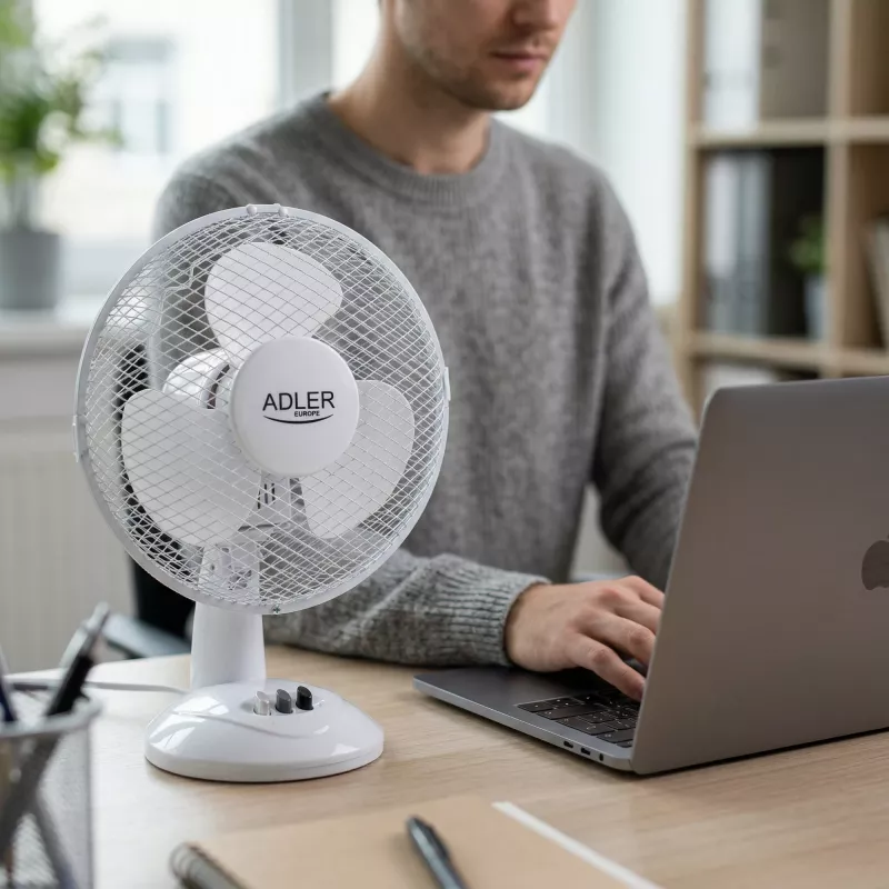 Adler | AD 7302 | Tischventilator | Weiß | Durchmesser 23 cm | Anzahl Geschwindigkeiten 2 | Oszillation | 60 W | Nein