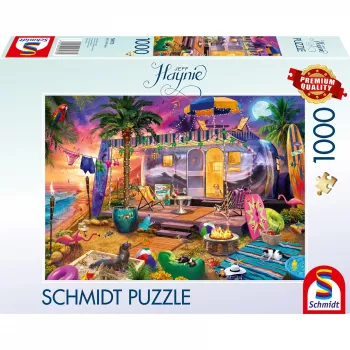 Puzzle Schmidt Spiele Jeff Haynie 1000 Teile — Wohnwagen am Meer, landschaftliches 1000-Teile-Puzzle