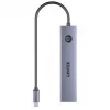 USB-C-Hub Unitek H1124AGY01 mit 100W PD, HDMI 2.0, 2x USB‑A, 2x USB‑C, SD/microSD-Kartenleser — Aluminium