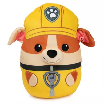 PAW Patrol Rubble Squish Plüschtier, offizielles Spielzeug aus der beliebten Zeichentrickserie, kuscheliges Stofftier für Kinder ab 1 Jahr, 30 cm