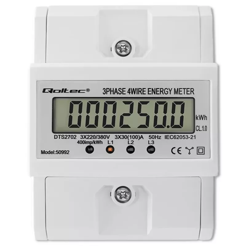 Dreiphasiger elektronischer Zähler QOLTEC 50992 400V 100A