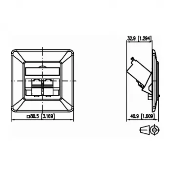 METZ CONNECT BTR E-DAT Modul 8/8(8) UP - Anschlussdose, Unterputz - RJ-45 X 2 - Reinweiß, RAL 9010 (1309121002-E)