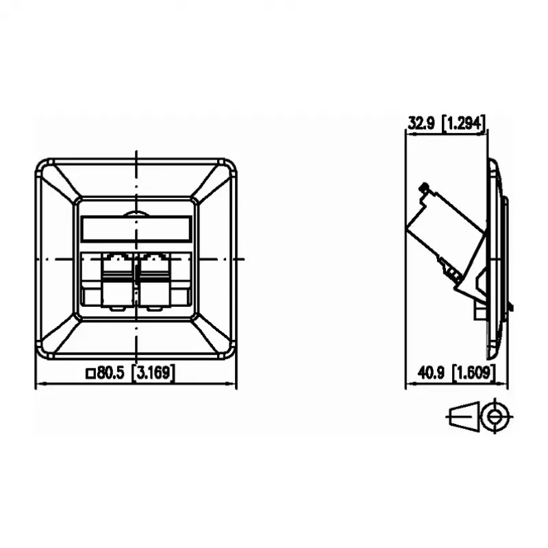 METZ CONNECT BTR E-DAT Modul 8/8(8) UP - Anschlussdose, Unterputz - RJ-45 X 2 - Reinweiß, RAL 9010 (1309121002-E)