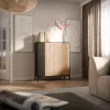 Cama MERCI Kommode 100 x 40 x 129 cm schwarz/Artisan-Eiche