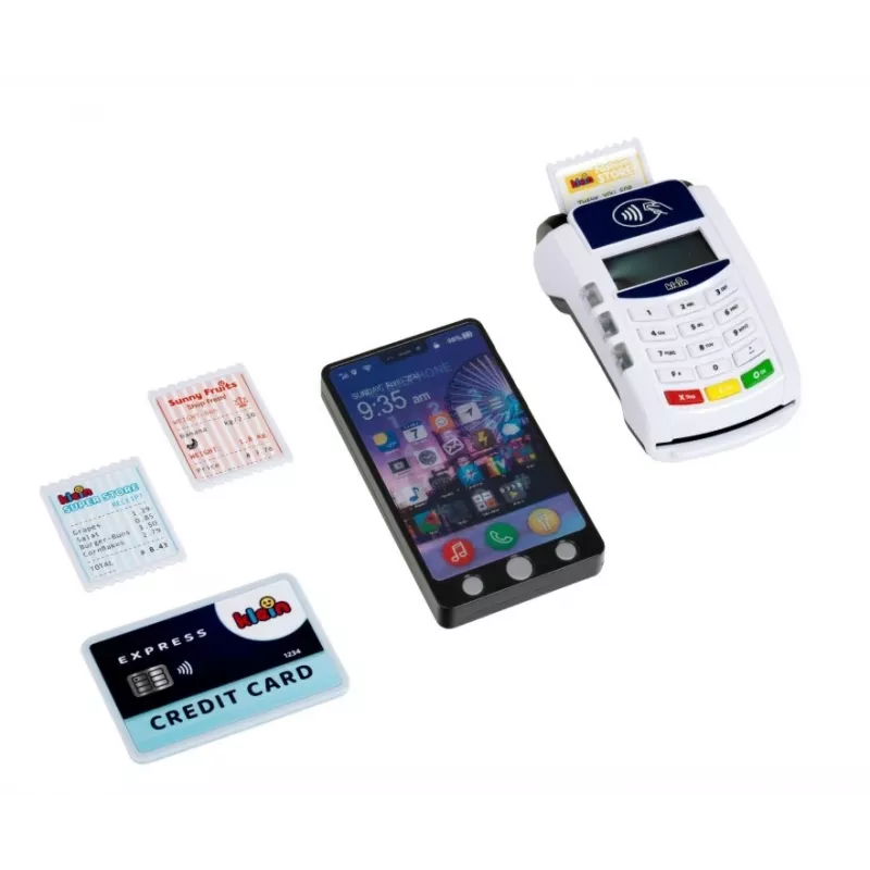 Spiel-Zahlungsterminal KLEIN 172740 mit Smartphone-Zubehör für Rollenspielsets