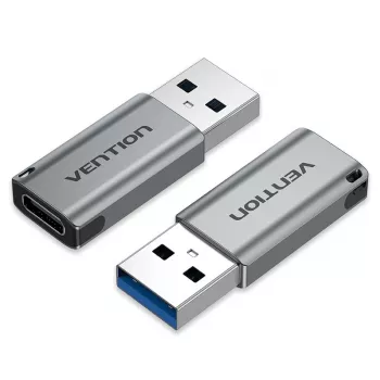 Vention USB 3.0 Stecker auf USB-C Buchse Adapter Grau Aluminiumlegierung Typ
